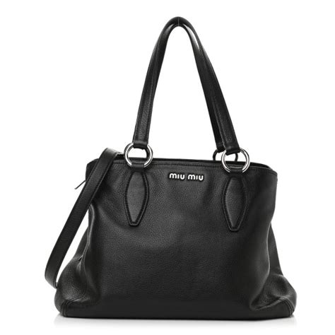 Miu Miu Vitello Phenix Shopping Tote Black 